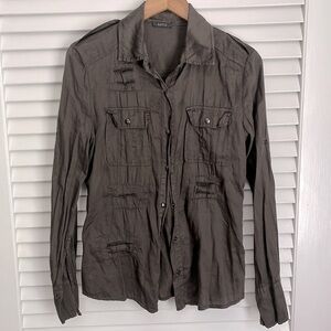 Nordstrom Luma Made in Italy Military Field Shirt Distressing
